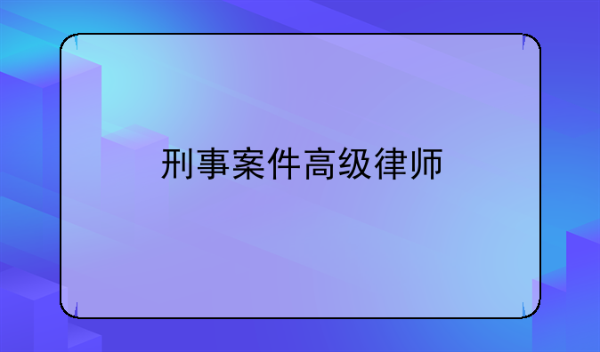刑事案件高级律师