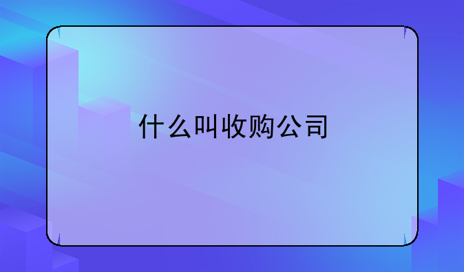 什么叫收购公司