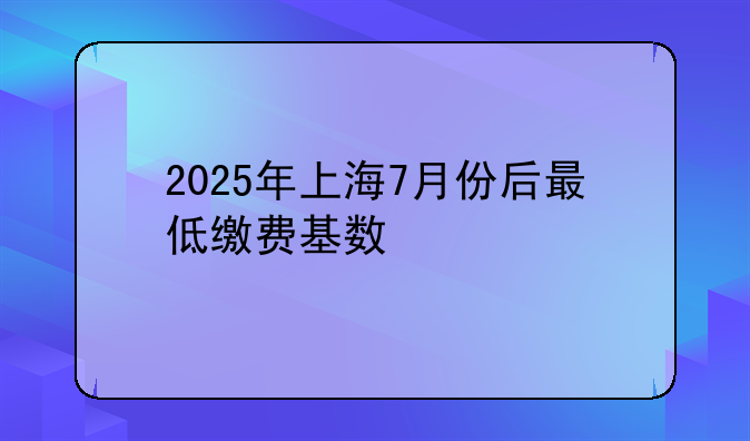 2025年上海7月份后最低缴费基数