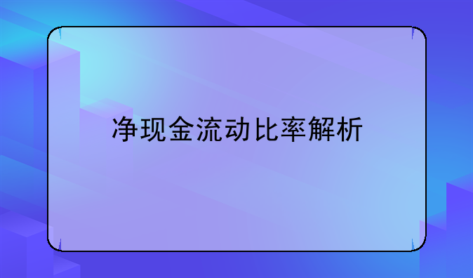 净现金流动比率解析
