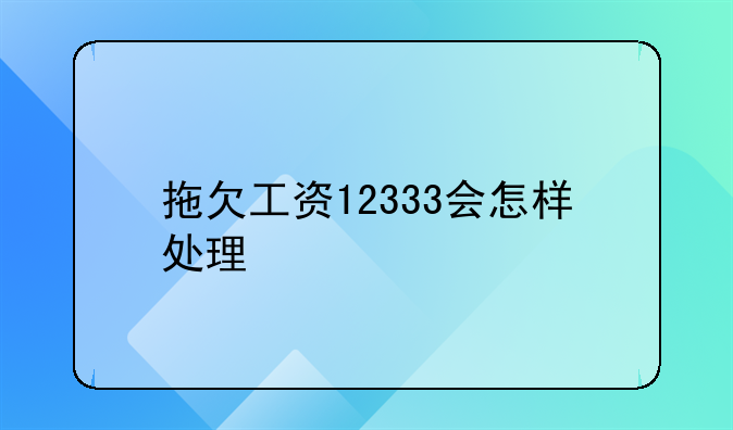 拖欠工资12333会怎样处理
