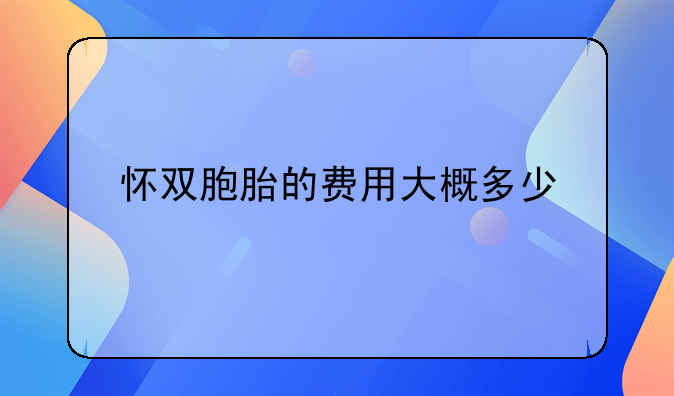 怀双胞胎的费用大概多少