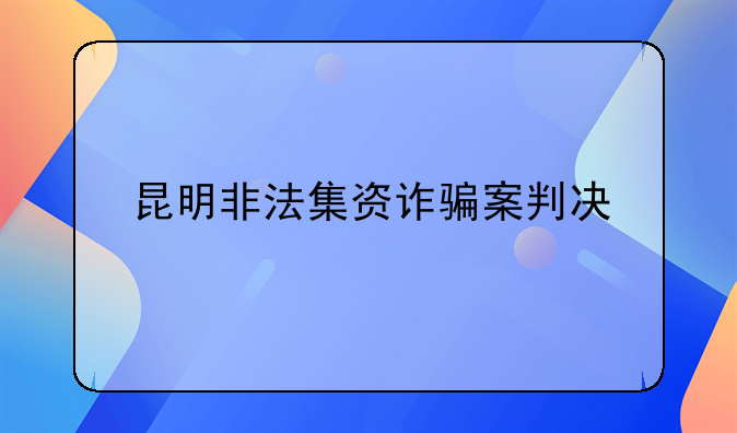 昆明非法集资诈骗案判决