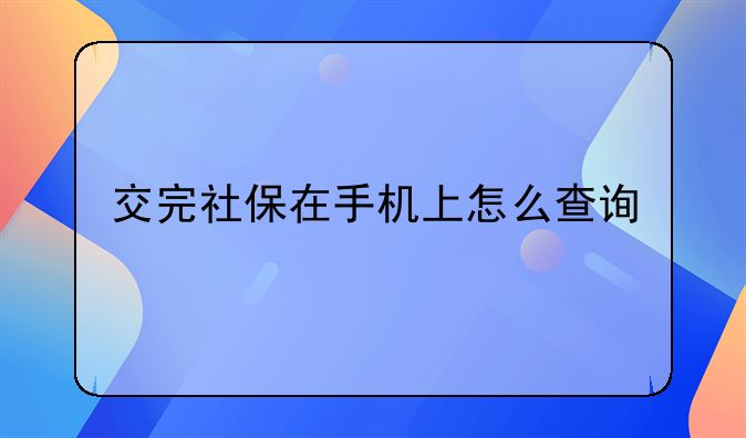 交完社保在手机上怎么查询