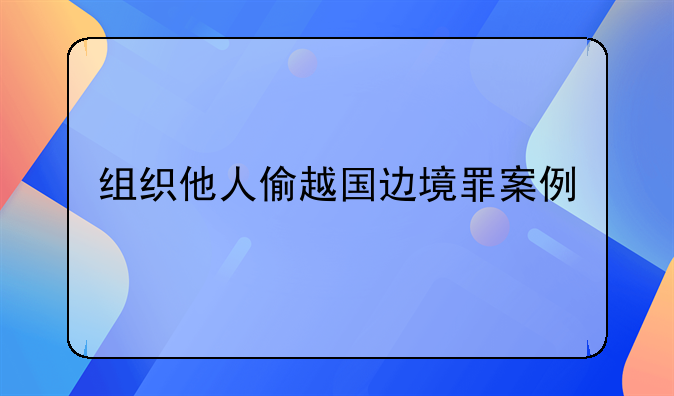 组织他人偷越国边境罪案例