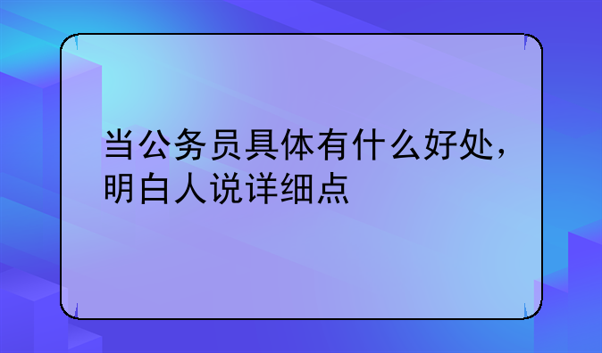 当公务员具体有什么好处，明白人说详细点