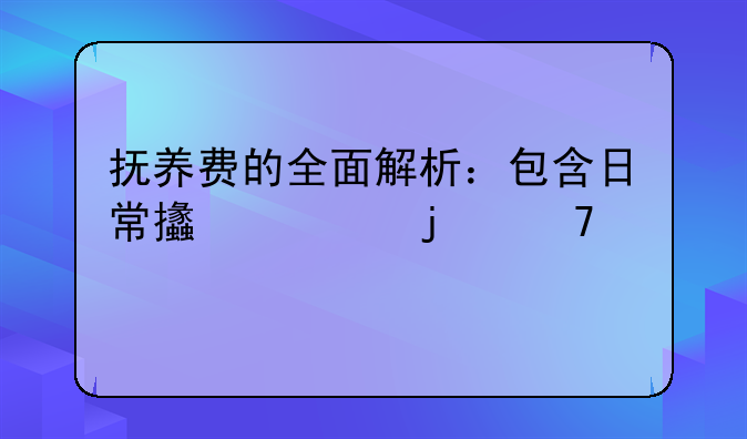 抚养费的全面解析：包含日常支出的重要性