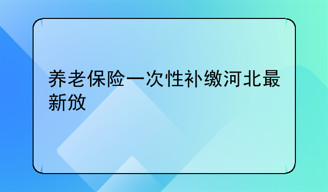 养老保险一次性补缴河北最新政策