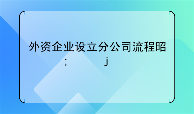 外资企业设立分公司流程是怎样的