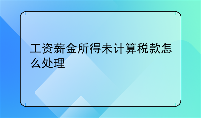 工资薪金所得未计算税款怎么处理