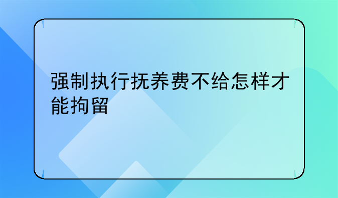 强制执行抚养费不给怎样才能拘留