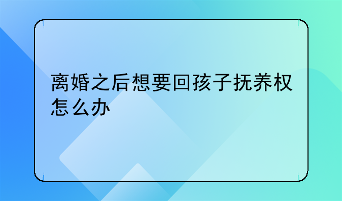 离婚之后想要回孩子抚养权怎么办