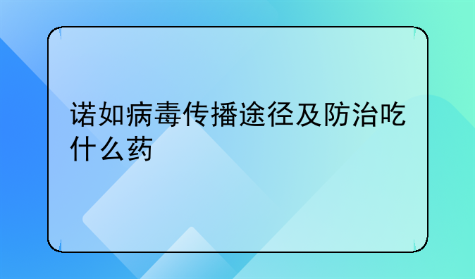 诺如病毒传播途径及防治吃什么药