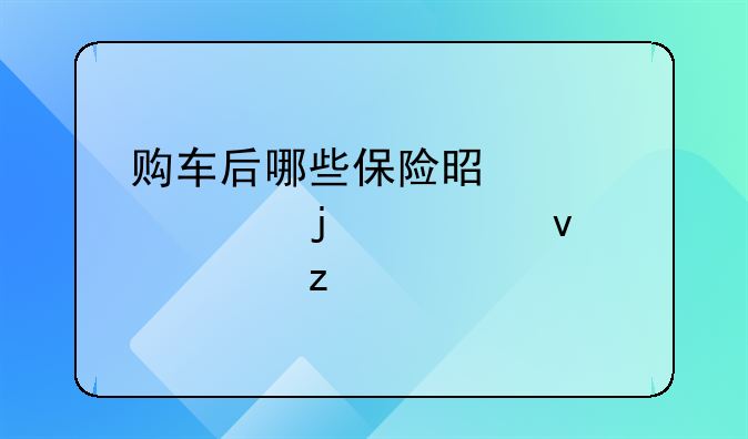 购车后哪些保险是必要的全面解析