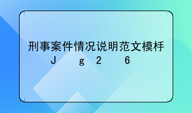 刑事案件情况说明范文模板撰写指南