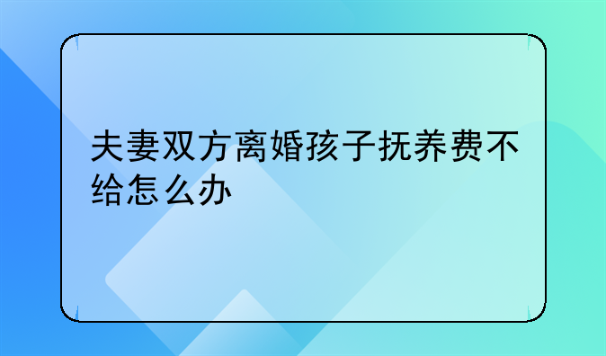 夫妻双方离婚孩子抚养费不给怎么办