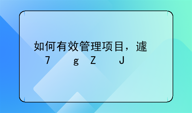 如何有效管理项目，避免乙方钻空子