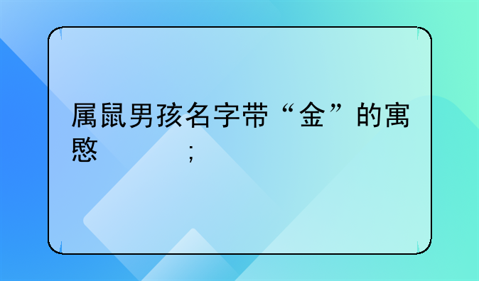 属鼠男孩名字带“金”的寓意与精选