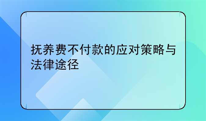 抚养费不付款的应对策略与法律途径