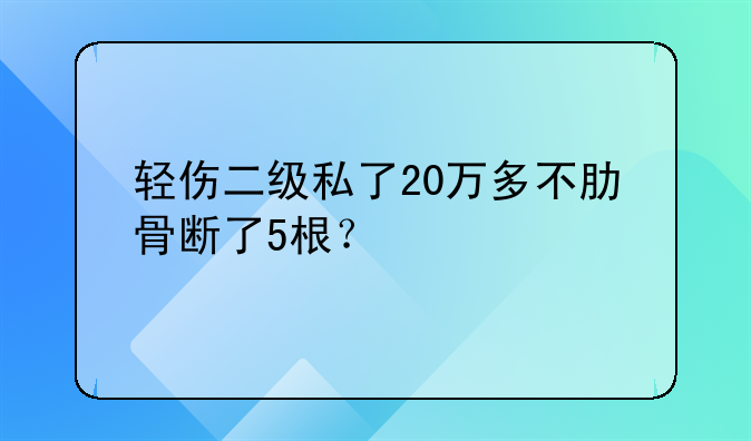 轻伤二级私了20万多不肋骨断了5根？