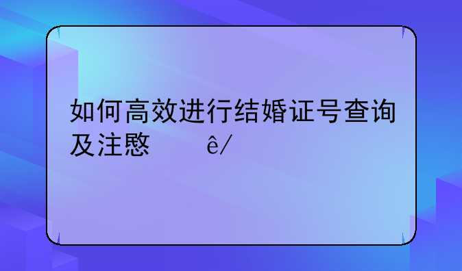 如何高效进行结婚证号查询及注意事项