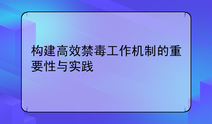 构建高效禁毒工作机制的重要性与实践