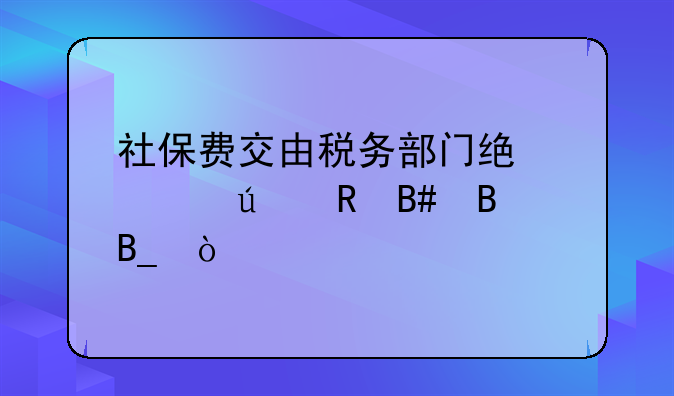 社保费交由税务部门统一征收合理吗？
