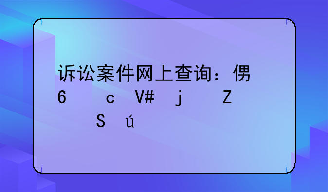 诉讼案件网上查询：便捷高效的新途径