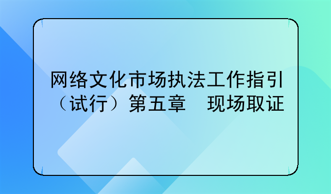 网络文化市场执法工作指引（试行）第五章　现场取证
