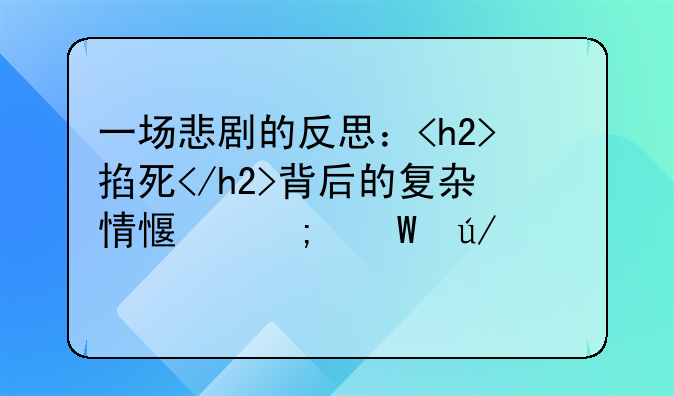 一场悲剧的反思：<h2>掐死</h2>背后的复杂情感与法律责任