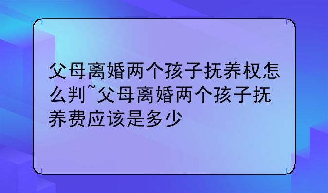 父母离婚两个孩子抚养权怎么判~父母离婚两个孩子抚养费应该是多少